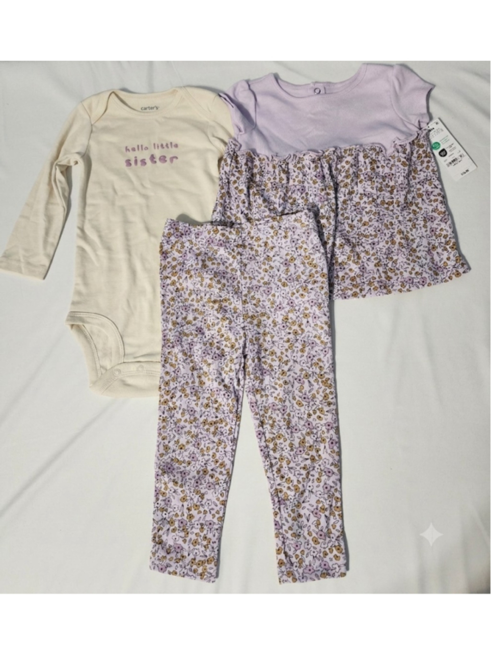 NWT Child of Mine by Carter's 3pc 18M Outfit Set Bodysuit Dress Leggings Floral